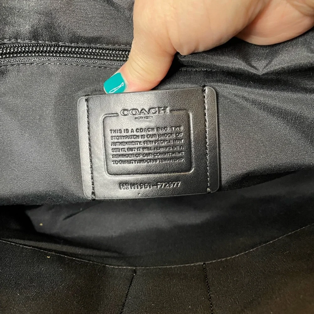 Coach Black Embossed Signature Leather Laptop Bag